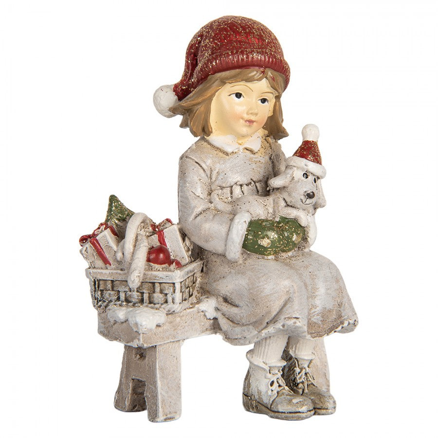 Figurka świąteczna dziewczynka z pieskiem 10 cm Clayre Eef
