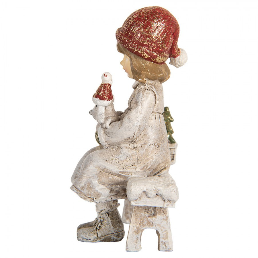 Figurka świąteczna dziewczynka z pieskiem 10 cm Clayre Eef