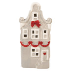 Dekoracyjny domek z diodami LED 11x9x22 cm Szary ceramiczny Clayre Eef