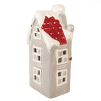 Dekoracyjny domek z diodami LED 11x9x22 cm Szary ceramiczny Clayre Eef