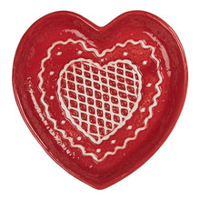 Załaduj obraz do przeglądarki galerii, Talerz ceramiczny serce czerwone świąteczne 17x17x3 cm Clayre Eef
