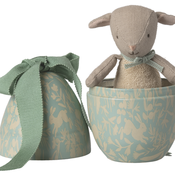 Maileg Jajko wielkanocne z micro barankiem, Small - Dusty mint