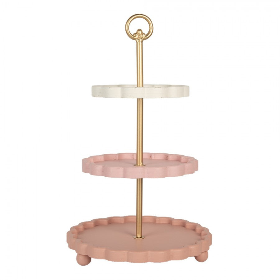 Etażerka piętrowa dekoracyjne różowa 30 x 50 cm Clayre Eef