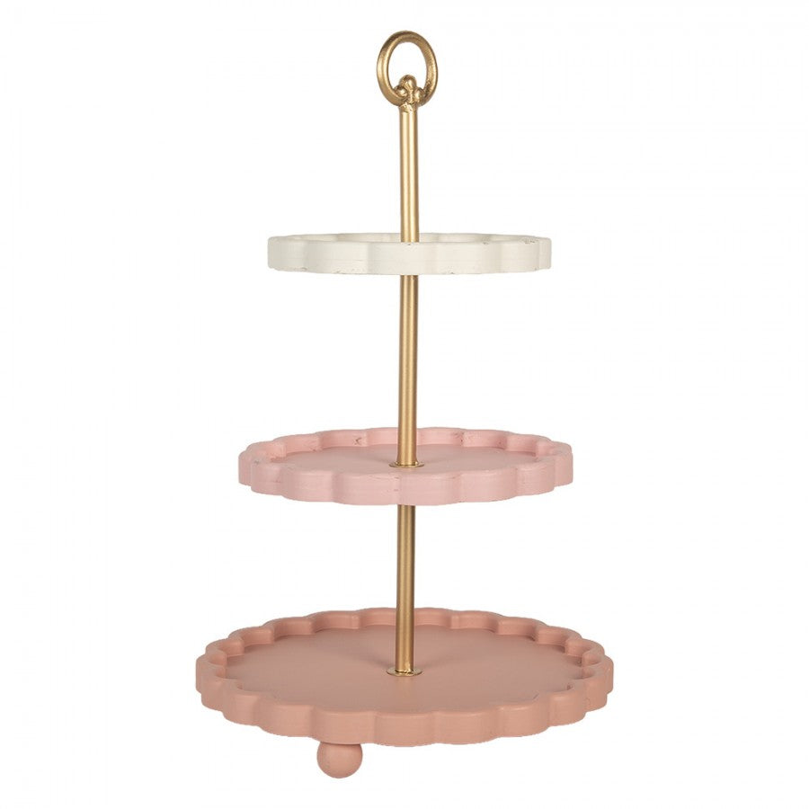 Etażerka piętrowa dekoracyjne różowa 30 x 50 cm Clayre Eef