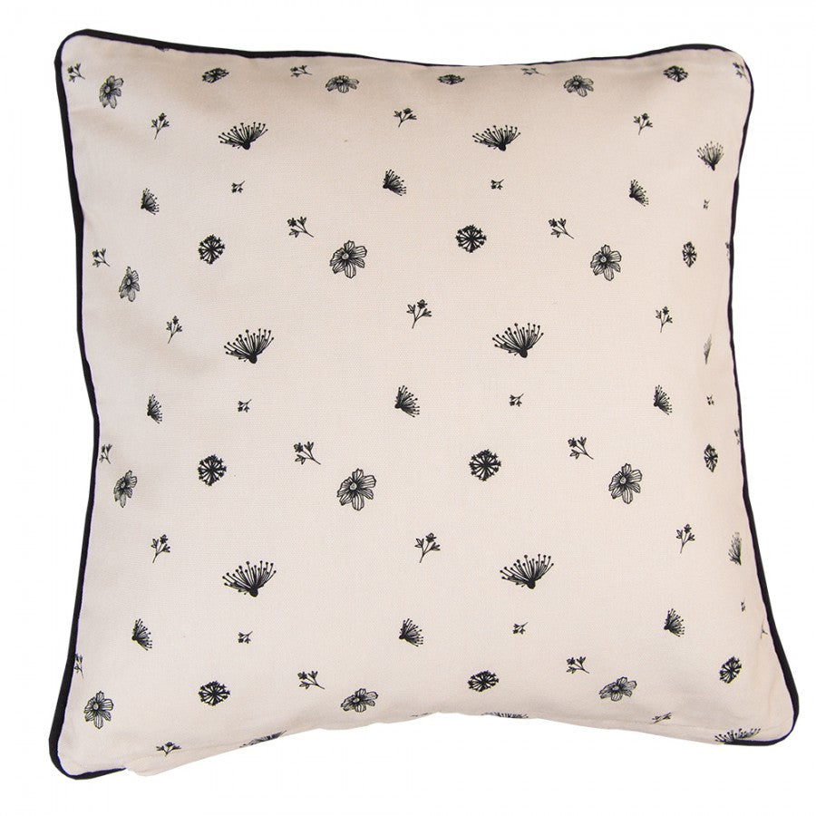 Poszewka na poduszkę bawełniana beżowo czarna w kwiaty Clayre Eef