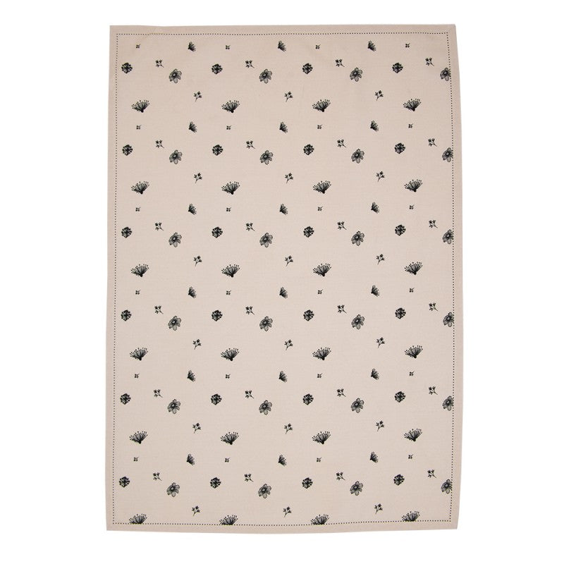 Ręcznik kuchenny bawełniany beżowo czarny kwiaty Clayre Eef