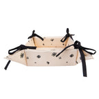 Koszyczek na pieczywo beżowo czarny kwiaty Clayre Eef