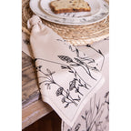 Bieżnik beżowo czarny w kwiaty bawełniany 50 x 160 cm Clayre Eef