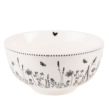 Załaduj obraz do przeglądarki galerii, Miska do zupy porcelanowa kremowo czarna kwiaty 500 ml Clayre Eef
