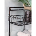 Metalowa półka ścienna chic antique czarna z koszyczkami