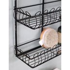 Metalowa półka ścienna chic antique czarna z koszyczkami