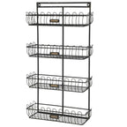 Metalowa półka ścienna chic antique czarna z koszyczkami