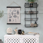 Metalowa półka ścienna chic antique czarna z koszyczkami