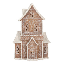 Załaduj obraz do przeglądarki galerii, Domek z piernika LED 16x8x23 cm Brązowy brokatowy Clayre Eef
