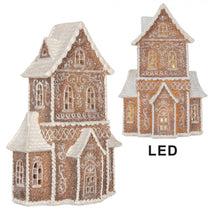 Załaduj obraz do przeglądarki galerii, Domek z piernika LED 16x8x23 cm Brązowy brokatowy Clayre Eef
