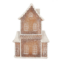 Załaduj obraz do przeglądarki galerii, Domek z piernika LED 16x8x23 cm Brązowy brokatowy Clayre Eef
