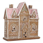 Domek piernikowy Led z różowym dachem 21x20 cm Clayre Eef