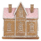Domek piernikowy Led z różowym dachem 21x20 cm Clayre Eef