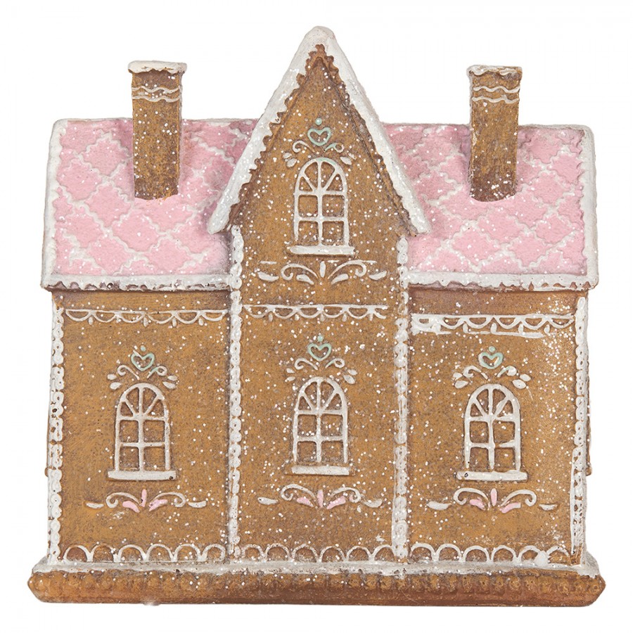 Domek piernikowy Led z różowym dachem 21x20 cm Clayre Eef