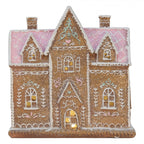 Domek piernikowy Led z różowym dachem 21x20 cm Clayre Eef