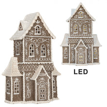 Załaduj obraz do przeglądarki galerii, Domek z piernika LED 23x11x33 cm Brązowy brokatowy Clayre Eef
