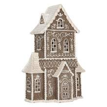 Załaduj obraz do przeglądarki galerii, Domek z piernika LED 23x11x33 cm Brązowy brokatowy Clayre Eef
