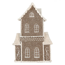 Załaduj obraz do przeglądarki galerii, Domek z piernika LED 23x11x33 cm Brązowy brokatowy Clayre Eef
