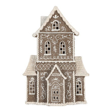 Załaduj obraz do przeglądarki galerii, Domek z piernika LED 23x11x33 cm Brązowy brokatowy Clayre Eef
