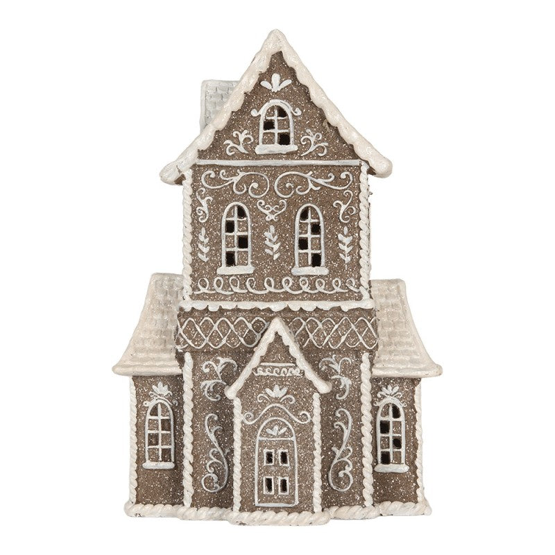 Domek z piernika LED 23x11x33 cm Brązowy brokatowy Clayre Eef
