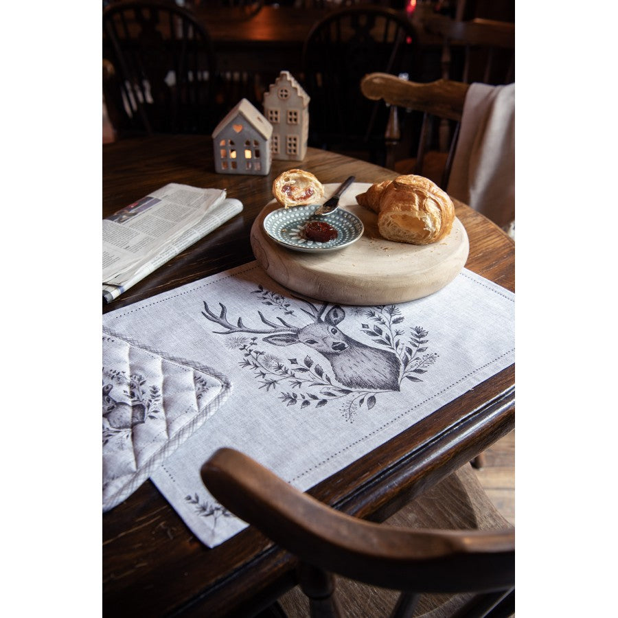 Obrus bawełniany beżowy renifer 100 x 100 Clayre & Eef