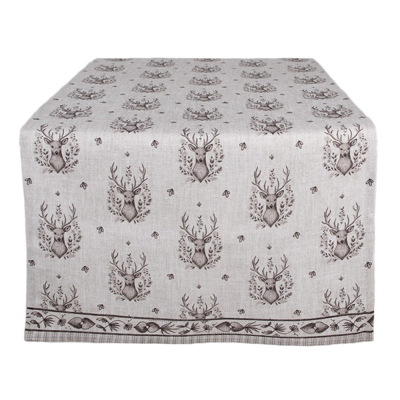 Bieżnik bawełniany renifer beżowy 50 x 140 cm Clayre & Eef