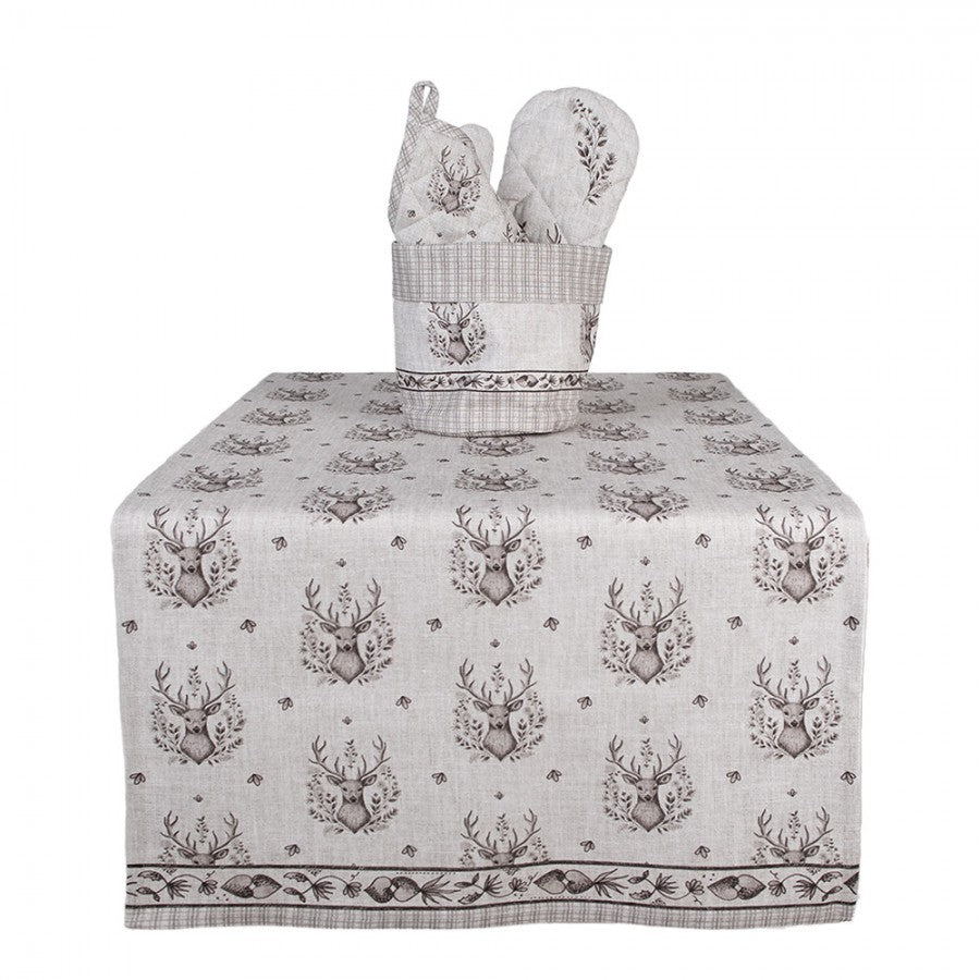 Bieżnik bawełniany renifer beżowy 50 x 140 cm Clayre & Eef