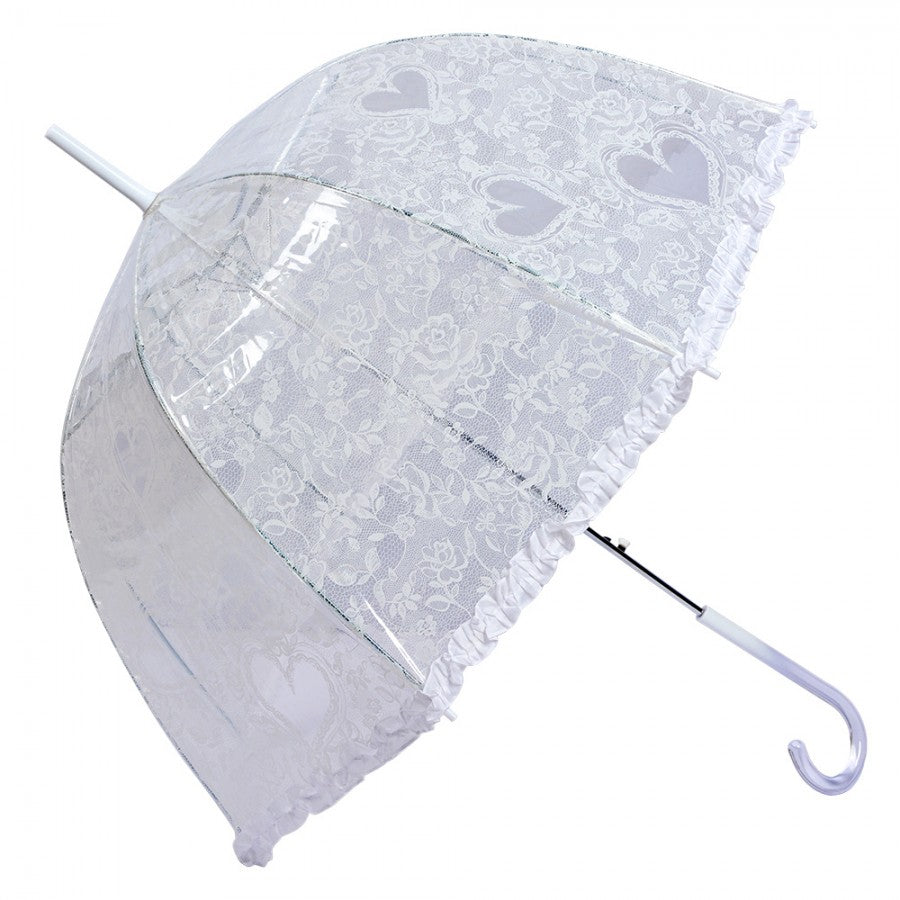 Parasol przezroczysty biały serca retro 60 cm Clayre Eef