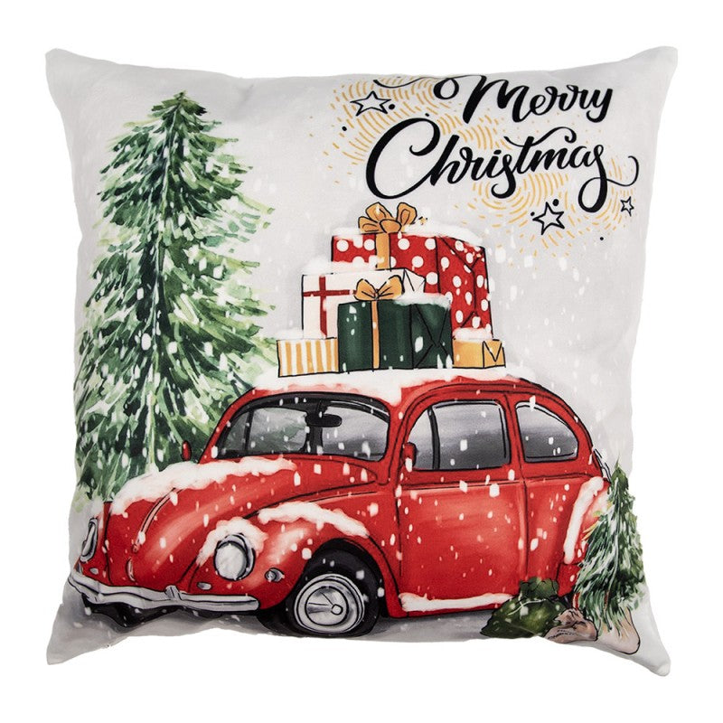 Poszewka świąteczna 45 x 45 cm Merry Christmas auto z prezentami retro Clayre & Eef