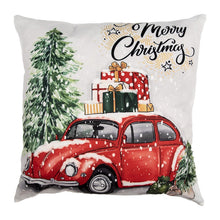 Załaduj obraz do przeglądarki galerii, Poszewka świąteczna 45 x 45 cm Merry Christmas auto z prezentami retro Clayre &amp; Eef
