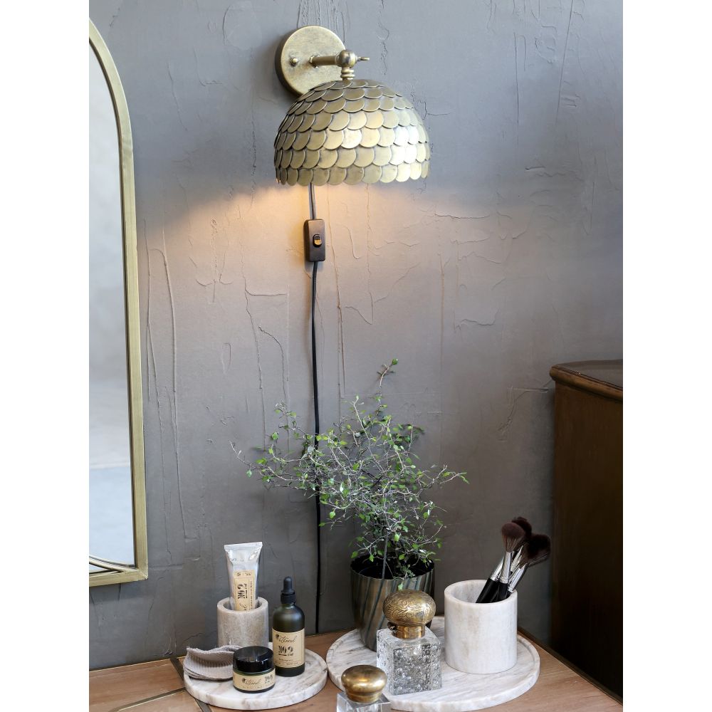 Kinkiet mosiądz łuski w stylu skandynawskim Chic Antique