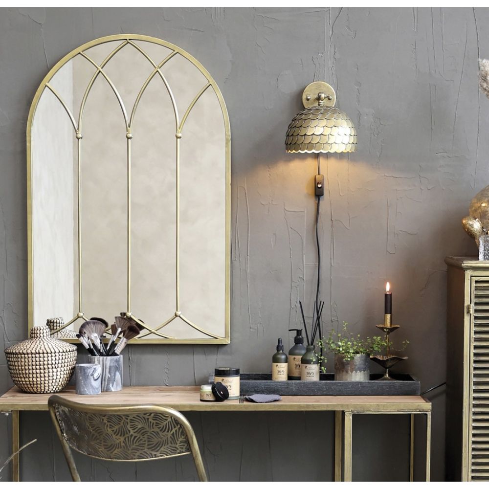 Kinkiet mosiądz łuski w stylu skandynawskim Chic Antique