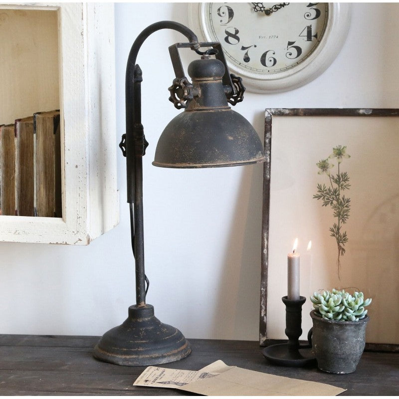 Lampa industrialna stołowa Factory czarna Chic Antique