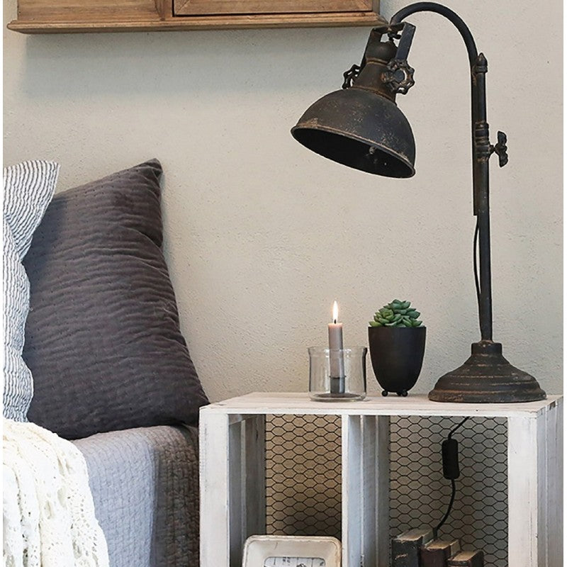 Lampa industrialna stołowa Factory czarna Chic Antique