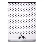 Ręcznik kuchenny bawełniany biało czarny ptaszki i serduszka 2 Clayre Eef