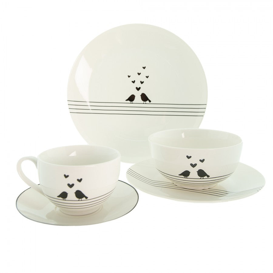 Miska do zupy porcelanowa biała z czarnym sercem 500 ml 2 Clayre Eef