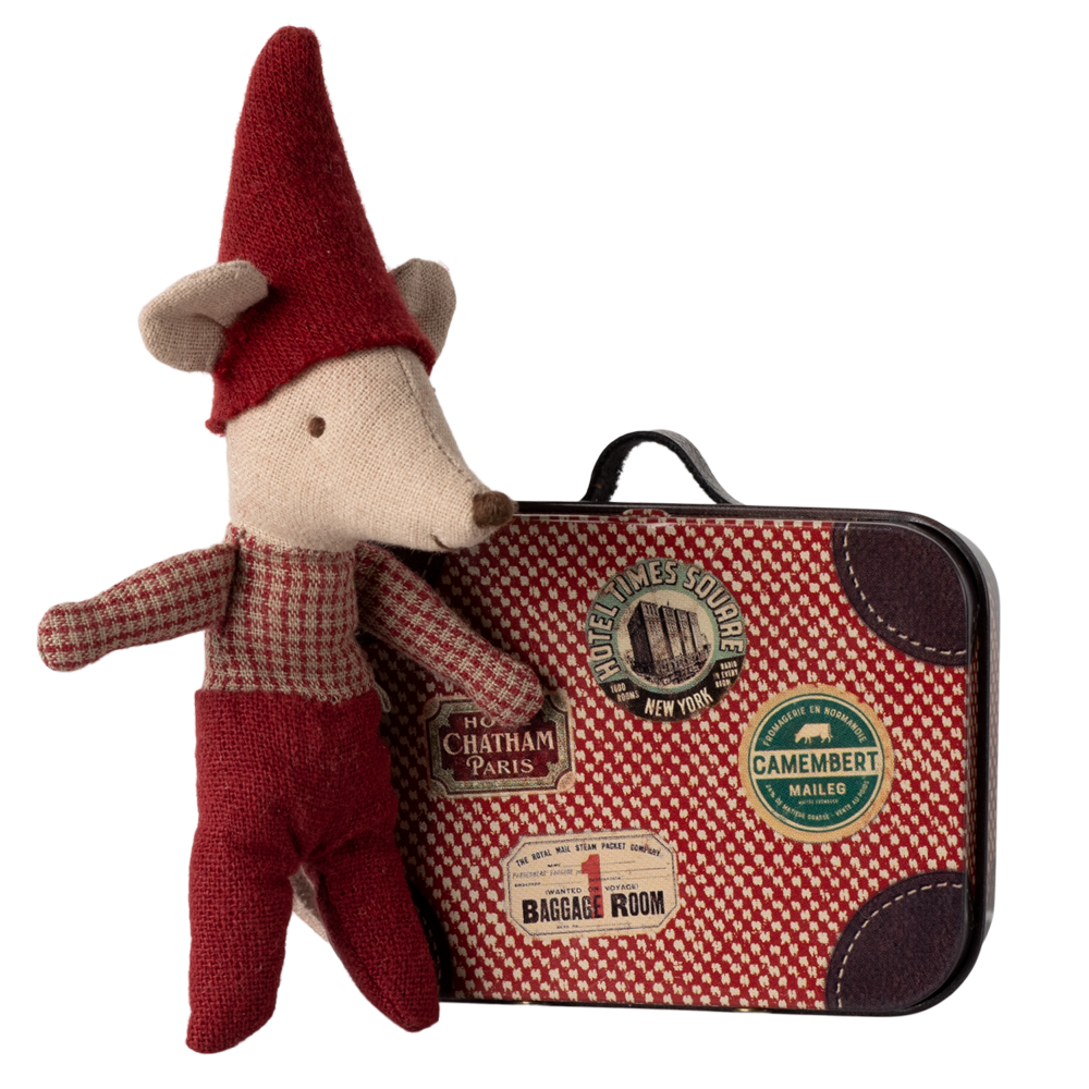 Maileg - myszka świąteczny dzidziuś 12 cm w walizeczce