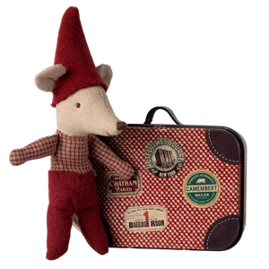 Maileg - myszka świąteczny dzidziuś 12 cm w walizeczce