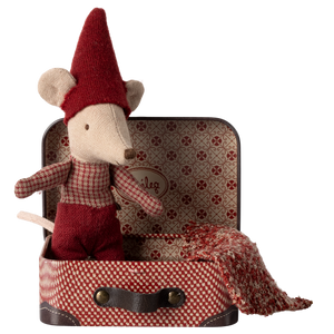 Maileg - myszka świąteczny dzidziuś 12 cm w walizeczce