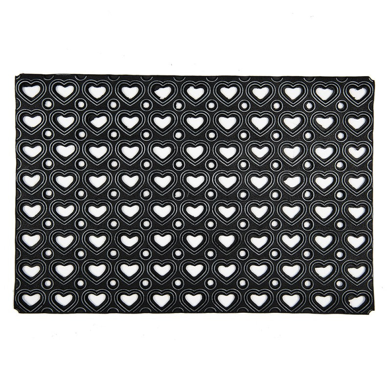 Wycieraczka czarna gumowa mata serca retro 60 x 40 cm Clayre Eef