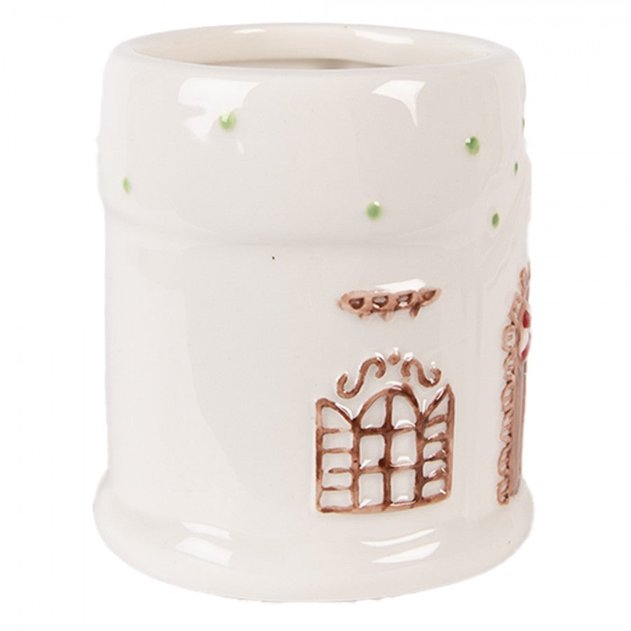 Kubek Domek z piernika 400 ml Biały ceramiczny Clayre & Eef
