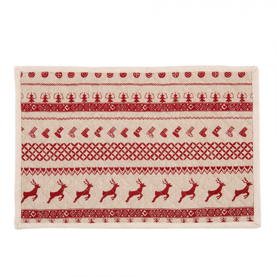 Podkładki bawełniane renifery czerwone świąteczne kpl. 6 szt. Clayre Eef