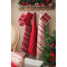 Załaduj obraz do przeglądarki galerii, Ręcznik kuchenny bawełniany świąteczny renifery czerwony Clayre Eef
