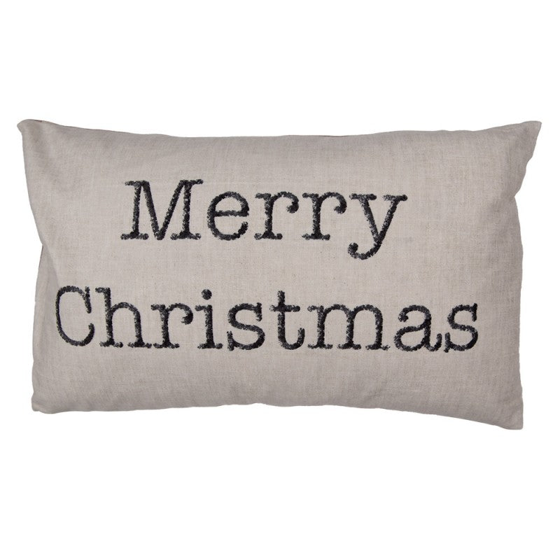 Poszewka na poduszkę Merry Christmas 30 x 50 cm beżowa krata Clayre Eef