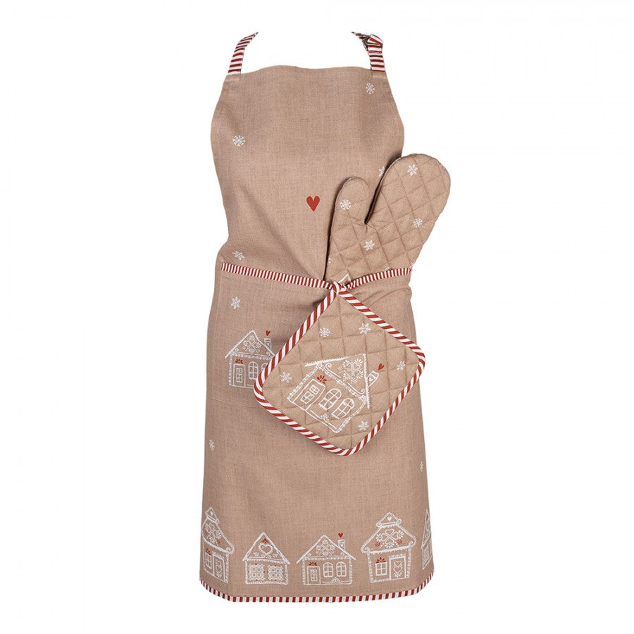 Chwytak 20x20 cm Brązowa bawełniana Domek z piernika Clayre Eef